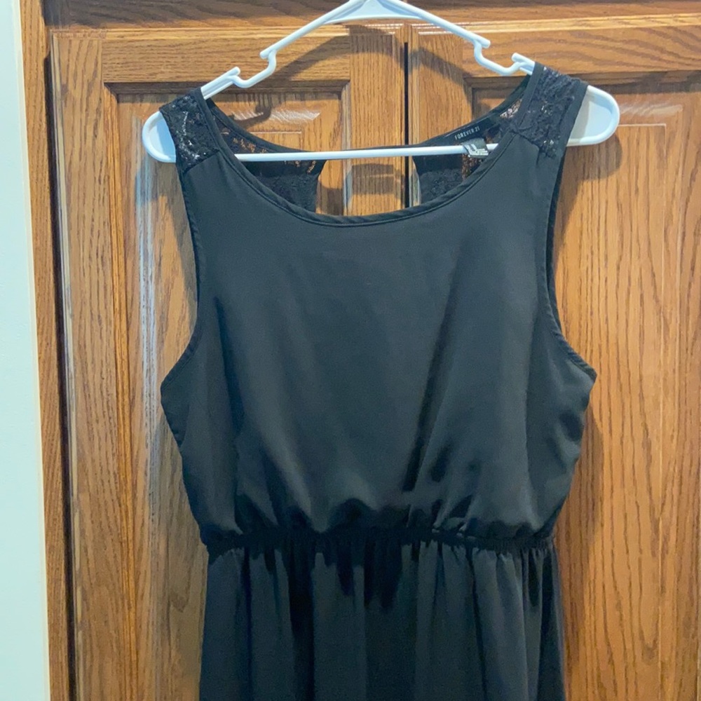 Black floor-length dress